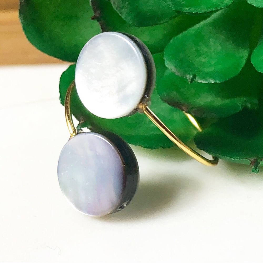 Double pearl coin ring with thin band - Plated - Picture 2 of 4